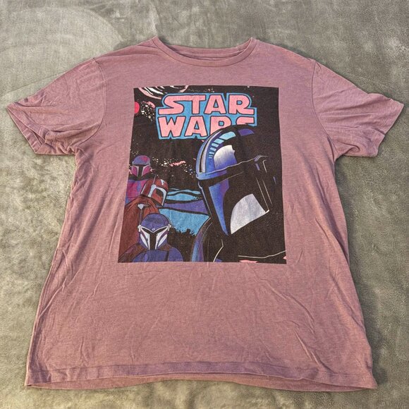 old navy disney star wars mandalorian purple plum pink graphic t-shirt large - Picture 1 of 8
